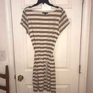 White and tan casual dress